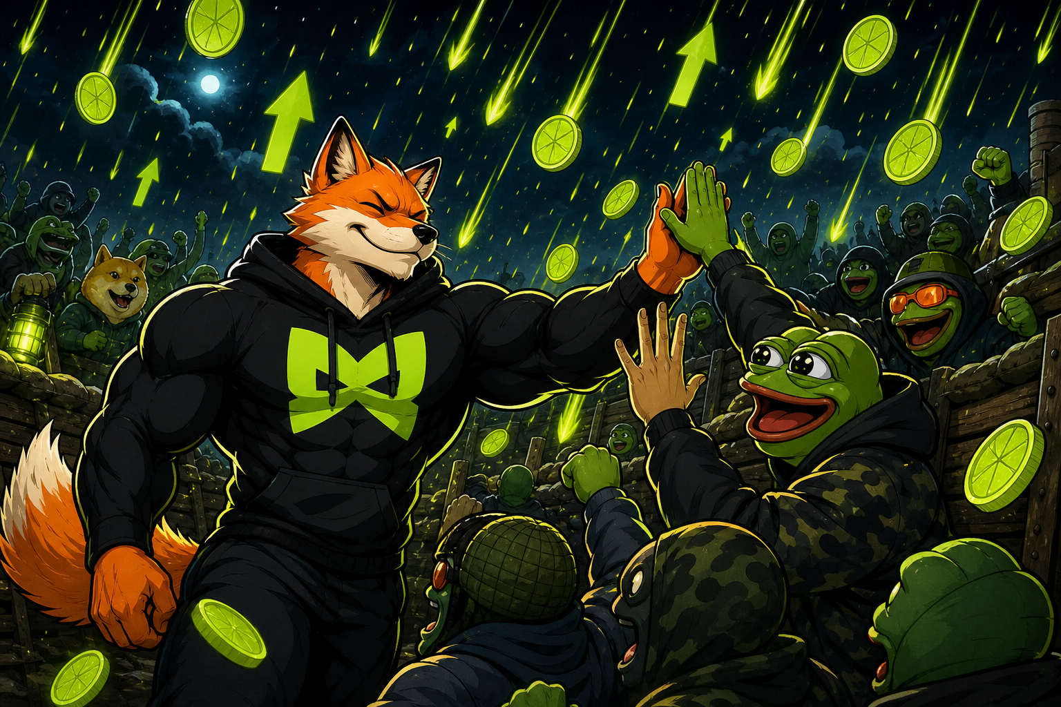 Fox celebrating with the trenches